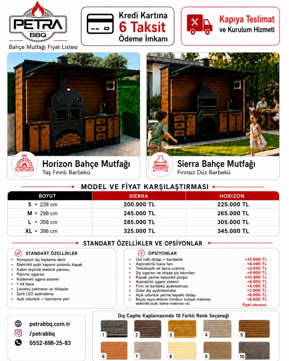 Sierra Kabinli Bahçe Mutfağı Outdoor Kitchen L 358cm